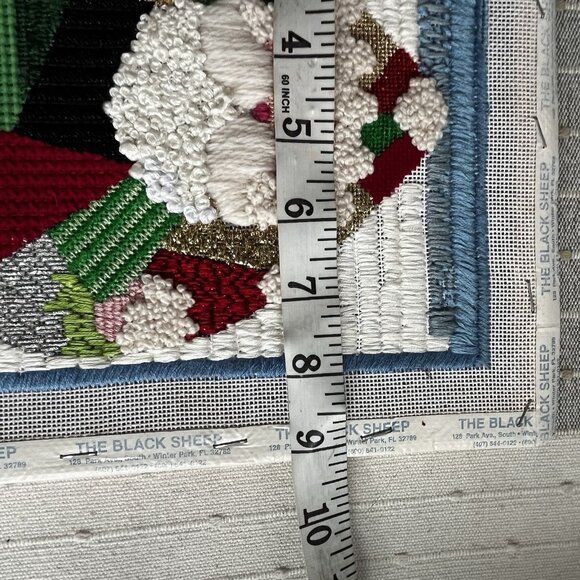Santa Wall Art Stitched Needle Work Picture Christmas Stretched Over Unframed - Picture 5 of 6